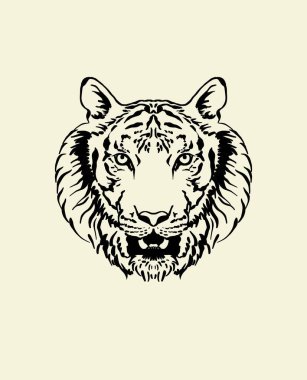 Kaplanı izole et. Kaplan başlı siluet.