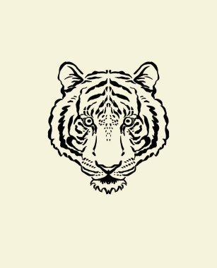 Kaplanı izole et. Kaplan başlı siluet.