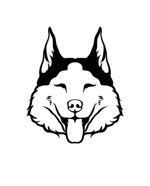 Wolf cabeça ilustração preta. Logotipo preto animal. — Fotografia de Stock