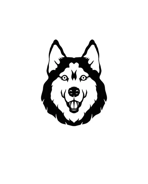 大丹犬头部的抽象草图，背景苍白，中心为黑色。黑色标志. — 图库照片