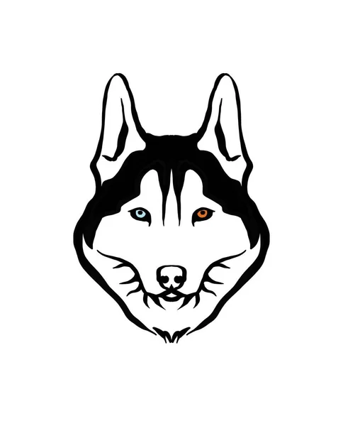 Wolf hoofd zwarte illustratie. Zwart logo van dier. — Stockfoto