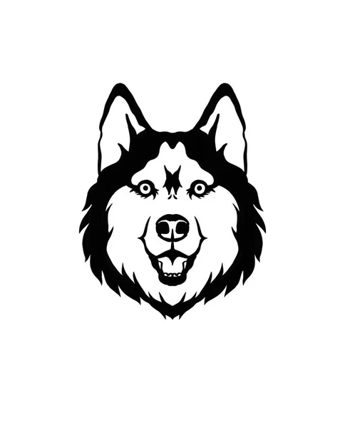 Cute fun dog cartoon. Wolf head black illustration. — Stock Photo, Image