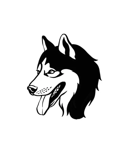 Wolf head black illustration. Cute fun dog cartoon. — Stock Photo, Image