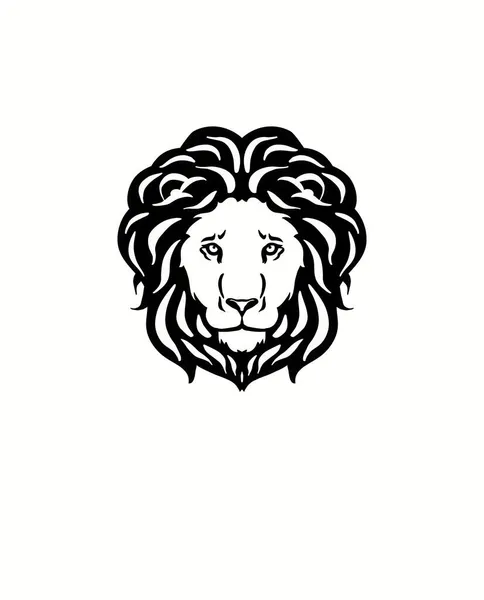 Ilustración León sobre fondo oscuro. Cabeza de león peludo. — Foto de Stock