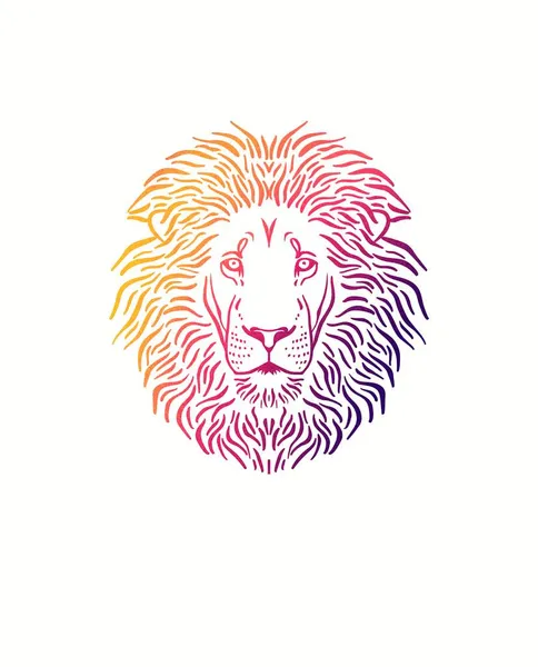 Ilustración León sobre fondo oscuro. Cabeza de león peludo. — Foto de Stock