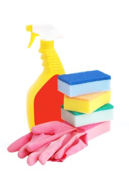 Pembe eldivenleri bir püskürtme holding