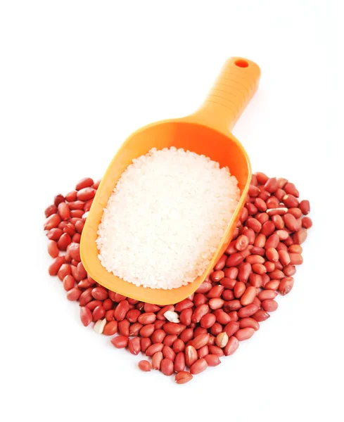 Rice in peanuts above — Stock Photo, Image