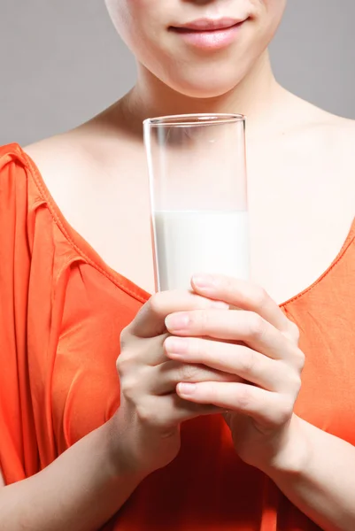 Young Woman with a glass of milk — Stock Photo, Image