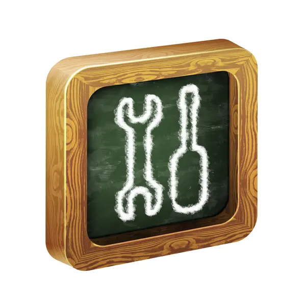 simge, tebeşir el yapımı ahşap çerçeve