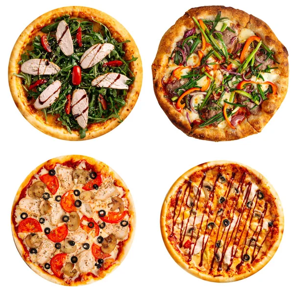 Conjunto aislado de deliciosa pizza napolitana —  Fotos de Stock