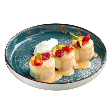 İzole edilmiş süzme peynirli krep şurubu.