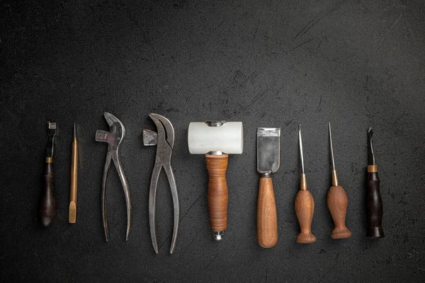 Set of leather craft cobbler tools — Stock Photo, Image