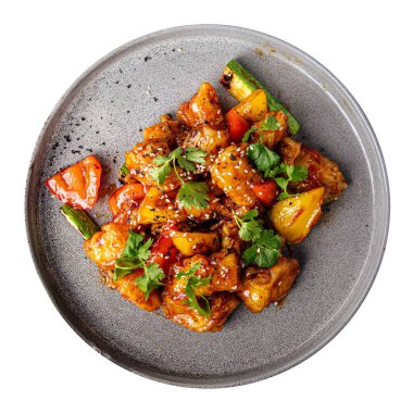 Tatlı ve ekşi soslu Asyalı zander balığı.