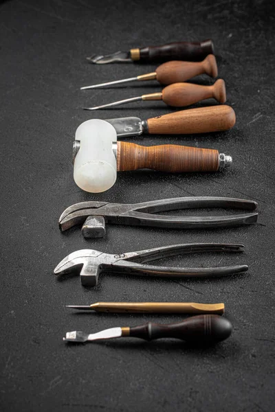 Set of leather craft cobbler tools — Stock Photo, Image