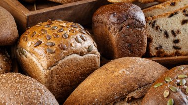 Çeşit çeşit ekmeğe yakın çekim