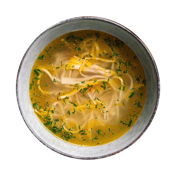 Isolated bowl of chicken noodle soup — Fotografia de Stock