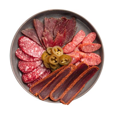 Dilimlenmiş et aperatif tabağı.