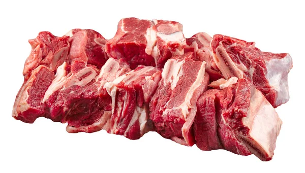 Parte di carne cruda di costole di manzo fresca tagliata isolata — Foto Stock