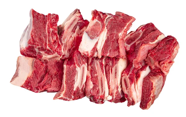Isolated chopped fresh raw beef ribs meat part — Stock Photo, Image