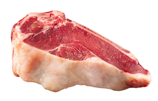 分离的生牛肉在白肉上折返骨 — 图库照片