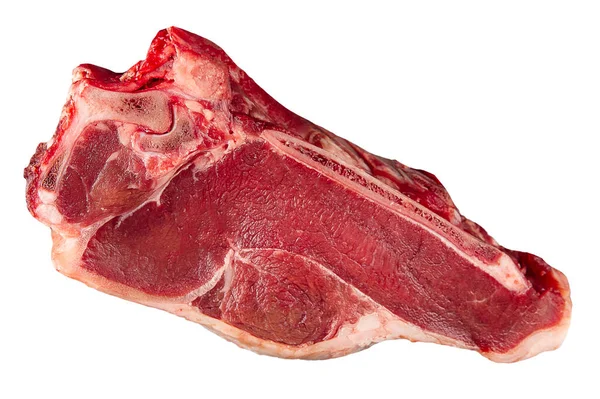 Beyazın üzerinde izole edilmiş çiğ sığır eti.