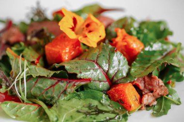 Kabak salatası porsiyonuna yakın çekim.