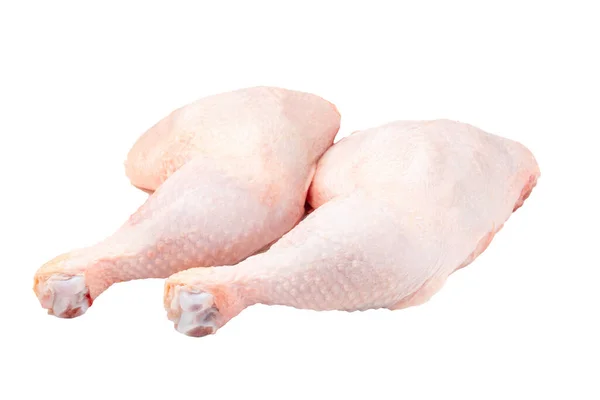 Vereinzelte Frische Rohe Hühnerkeulen Auf Weißem Hintergrund — Stockfoto