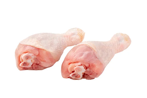 白い背景に2つの新鮮な生の鶏の足を隔離 — ストック写真