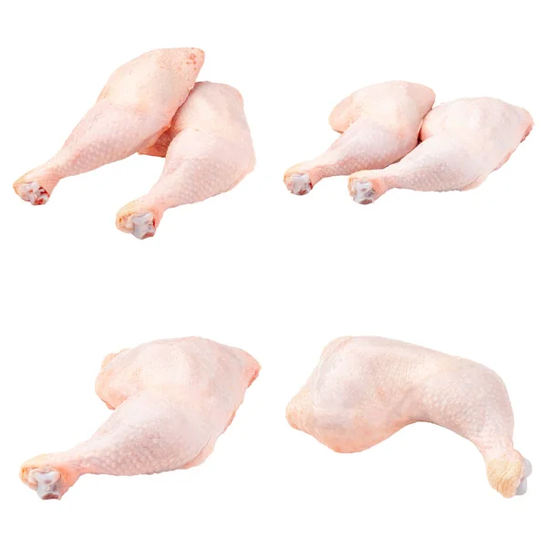 Vereinzelte Frische Rohe Hühnerkeulen Auf Weißem Hintergrund — Stockfoto