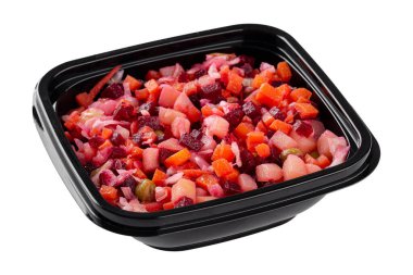 Isolated portion of russian vinaigrette beet salad 