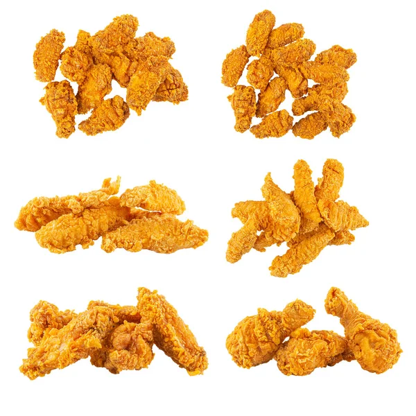 Isolated Crispy Fried Chicken Set White Background — Stock Photo, Image