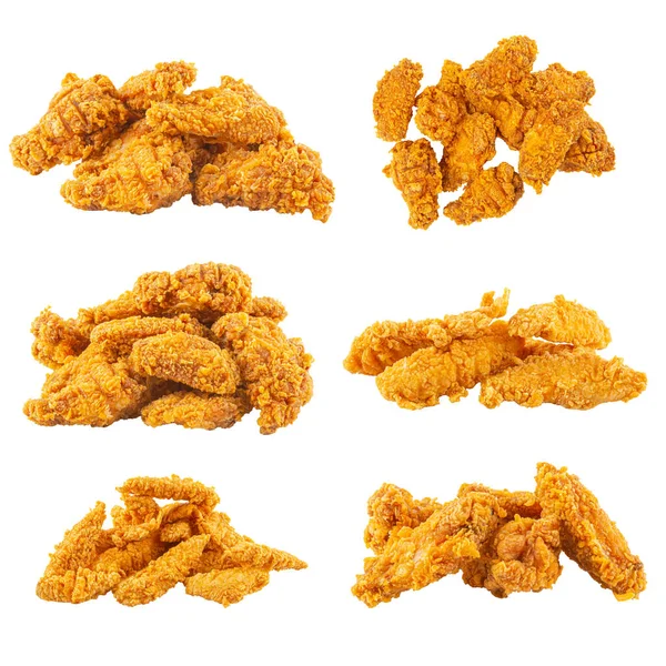 Isolated Crispy Fried Chicken Set White Background — 스톡 사진