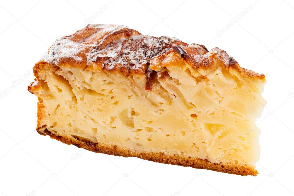 Isolated slice of apple pie russian sharlotka