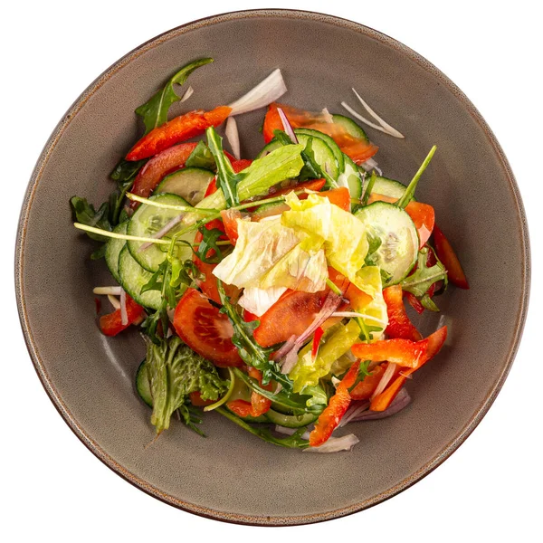 Zole Edilmiş Beyaz Arka Planda Taze Sebze Salatası — Stok fotoğraf