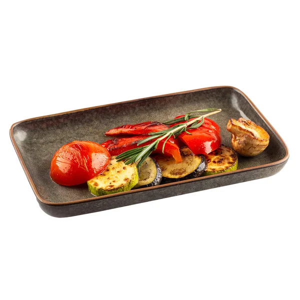 Isolierte Portion Gegrilltes Gemüse Auf Weißem Hintergrund — Stockfoto