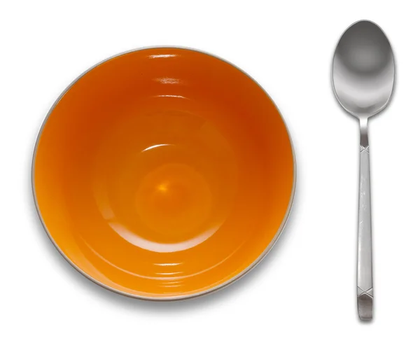 深盘子和勺子 — 图库照片