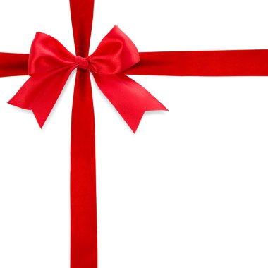 Beyaz arkaplanda kırmızı kurdele