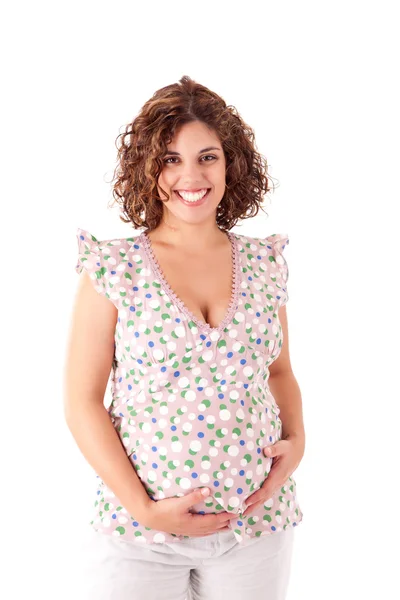 Mooie zwangere vrouw toont haar goede vorm — Stockfoto