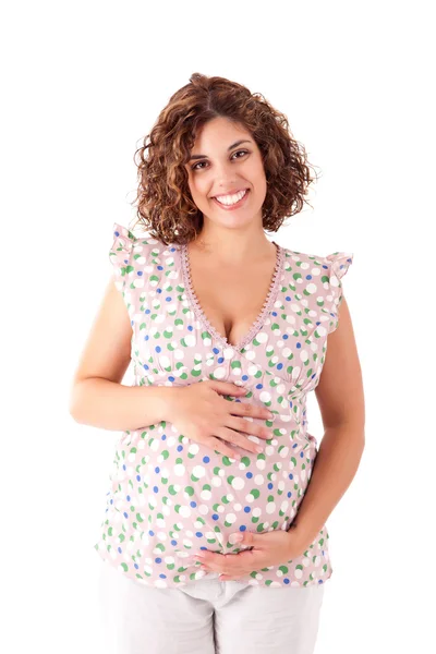 Hermosa mujer embarazada mostrando su buena forma — Foto de Stock