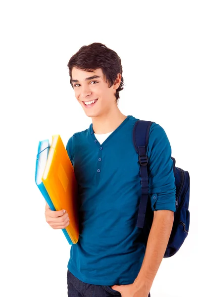 Jovem estudante feliz carregando livros — Fotografia de Stock