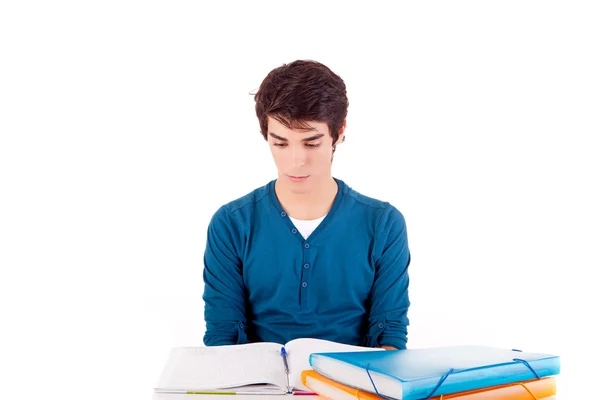 Jonge gelukkige student met boeken — Stockfoto