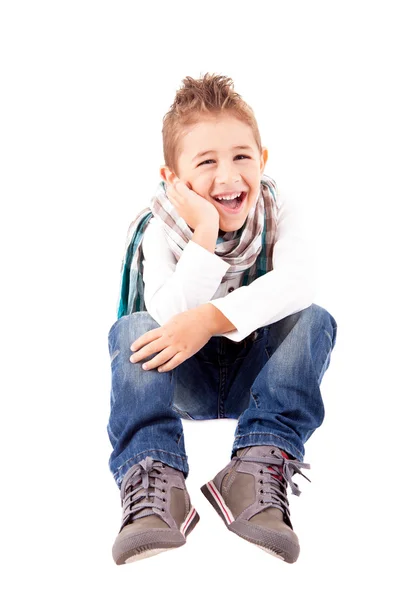 Adorable kid over white background — Stock Photo, Image