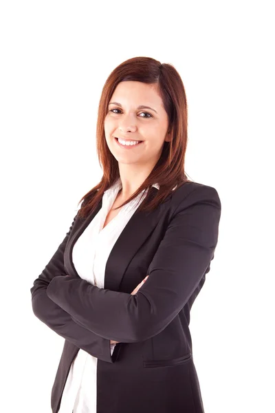 Hermosa mujer posando sobre fondo blanco — Foto de Stock