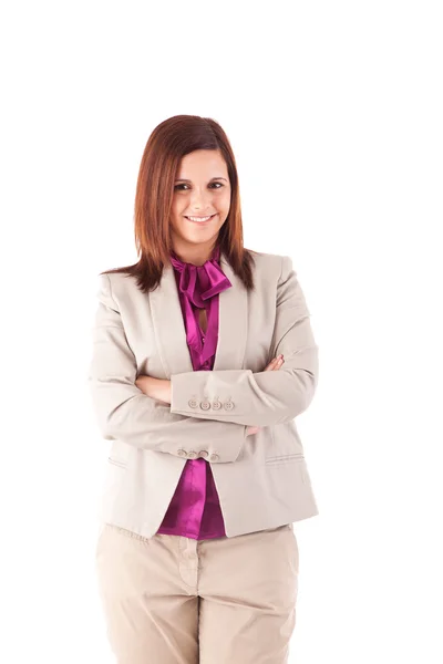 Hermosa mujer posando sobre fondo blanco —  Fotos de Stock