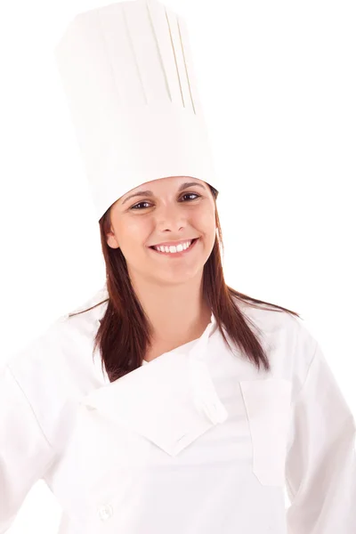 Профессиональный повар на белом фоне — стоковое фото