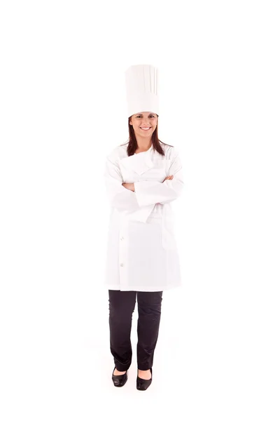 Profesionální kuchyňský kuchař nad bílým pozadím — Stock fotografie