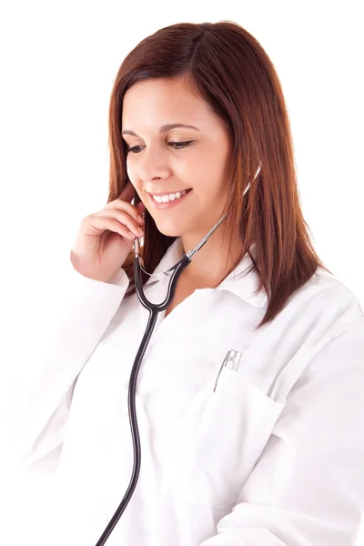 Arts vrouw op witte achtergrond — Stockfoto