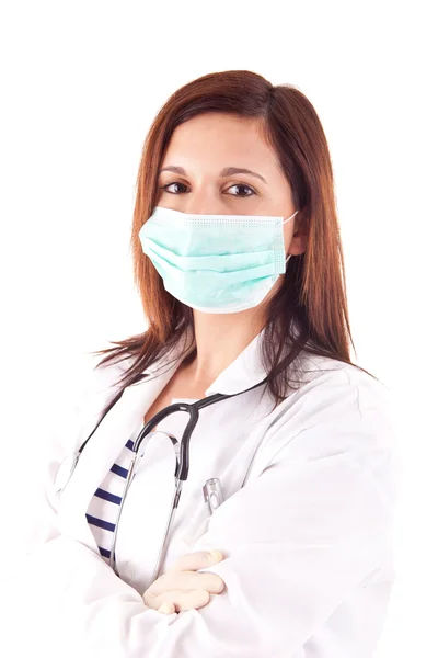 Medical doctor woman over white background Royalty Free Stock Photos
