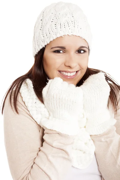 아름 다운 여성 겨울 옷 입고 — 스톡 사진