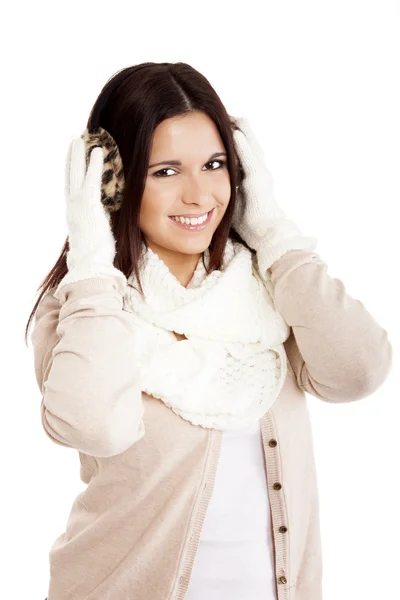Krásná žena nosit zimní oblečení — Stock fotografie